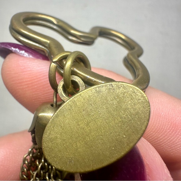 Vintage Disney Shanghai Resort Keychain w Mickey, Minnie, tassel, Brass-tone - Picture 4 of 5